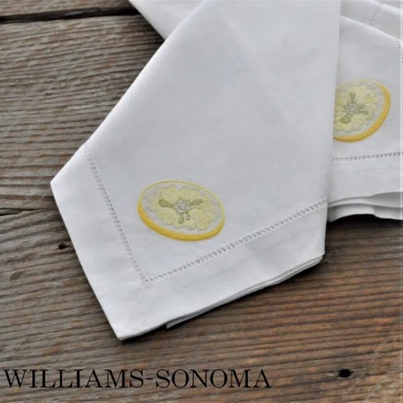 Williams Sonoma Embroidered Lemon Napkins