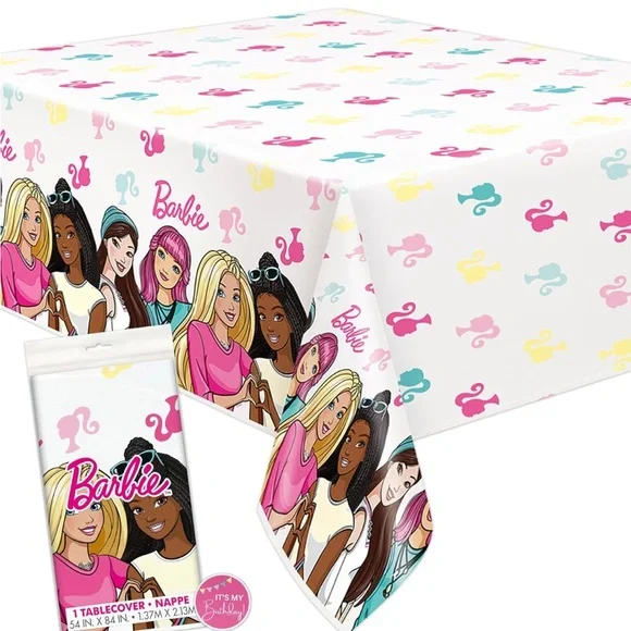 ✨5/$25 Barbie Party Decorations- Rectangular Plastic Table Cover (Pack of 1)