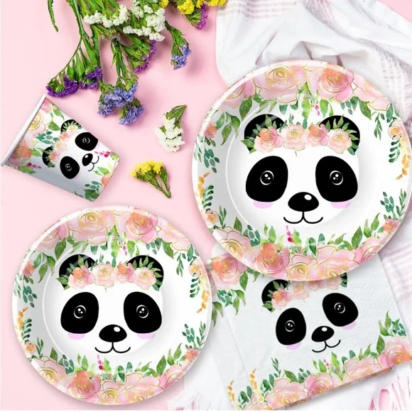 Panda 🐼 Birthday Baby 👶🏽 Shower Party 🥳 Supplies For Girls 👧🏻 Serve 24