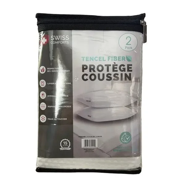 Swiss Comforts Embossed Tencel 2 Pack Pillow Protectors Standard 20