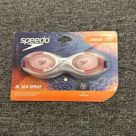 Speedo Junior Jr. Sea Spray Comfort Strap Goggles Ages 6 - 14 White / Vermillion