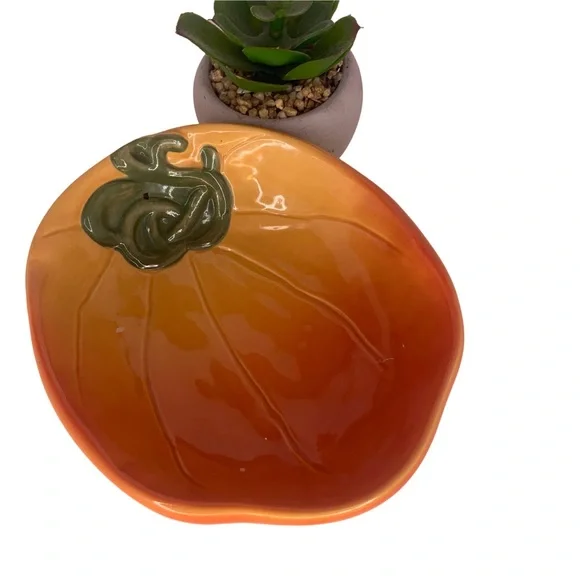 Williams Sonoma Jardin Potager Collection Pumpkin Dipping Snacks Dish Bowl