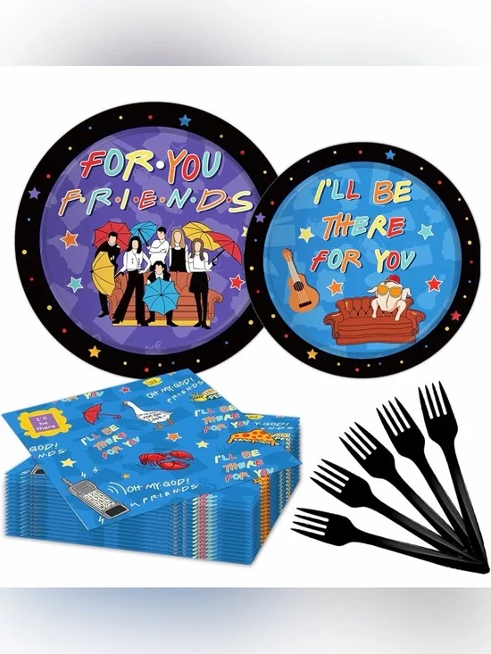 🇺🇸 Sale Friends TV Theme Party Paper Plates & Napkins Set -Serves 24 Guests