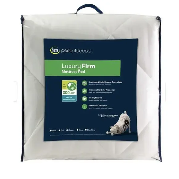 Serta Luxury Firm Comfort Mattress Pad - White - King