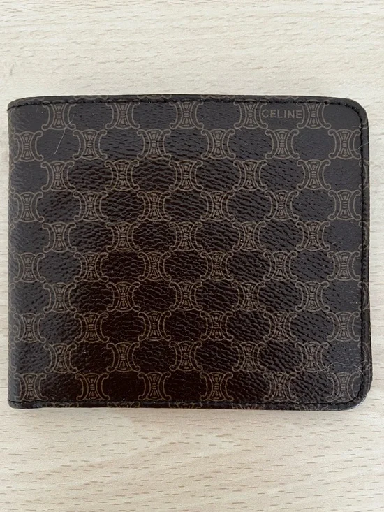 Vintage Celine Macadam Brown Triomphe Bifold Wallet Late 90s Men Vintage Italy
