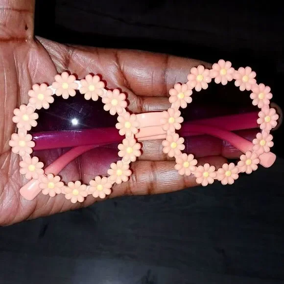 Orange Super cute floral rim kids sunglasses