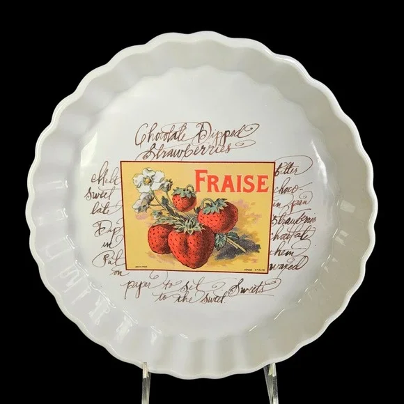 Williams Sonoma Strawberry Fraise Rosanna Quiche Tart Fluted Dish Italy READ
