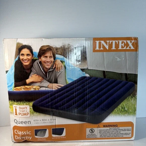 Intex Classic Downy Inflatable Airbed Mattress, Queen (60
