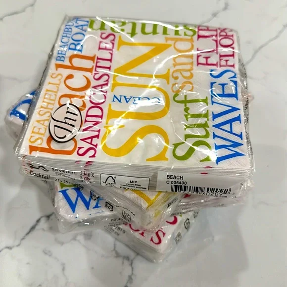 NWT Ideal Home Range bundle of 5 Beach Theme Cocktail Napkins