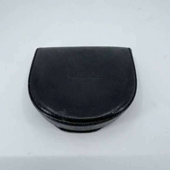 RARE Vintage GIANNI VERSACE, BLACK Leather Coin Purse Men's Wallet Made In Italy