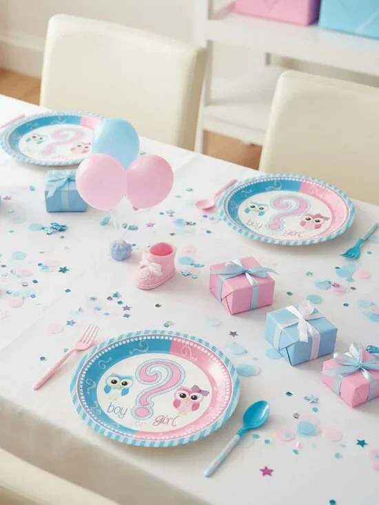 Forum Novelties Owl Gender Reveal Plates Baby Shower Party Supplies 8 Count