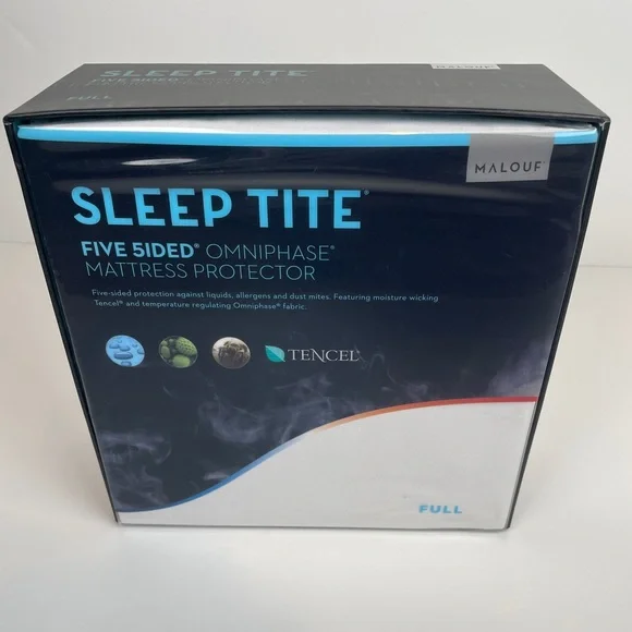 MALOUF Sleep Tite Omniphase Mattress Protector Waterproof Tencel FULL SIZE New