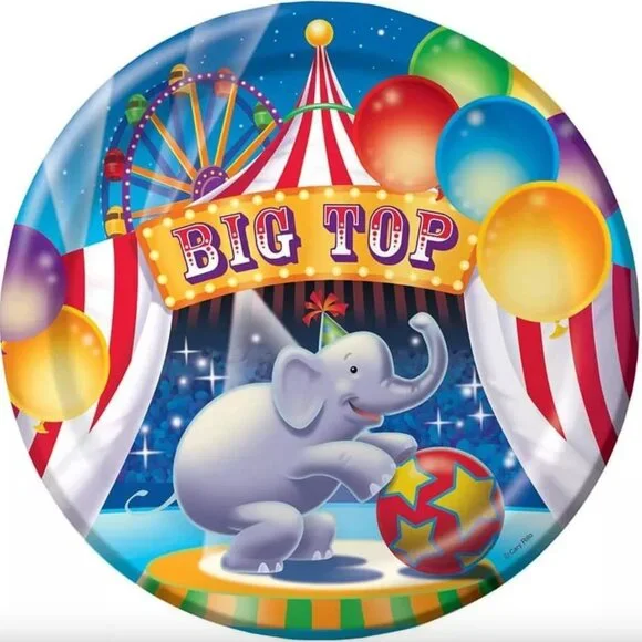 Creative Converting Big Top Elephant Birthday Party Lunch Plates 8 Count