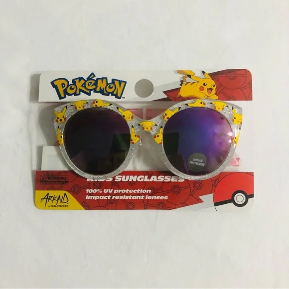 Pokémon Pikachu girl’s cateye style sunglasses white.pink plaid