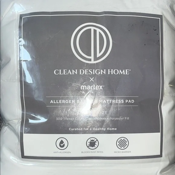 Clean Design Home Allergen Barrier Mattress Pad - MARTEX