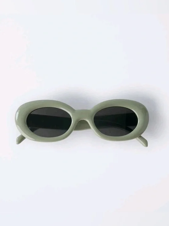 NWOT. Zara Olive Green Oval Resin Frame Sunglasses.