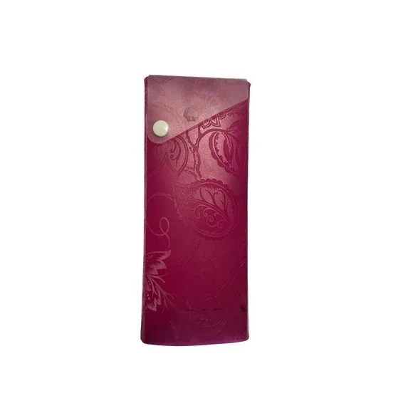 Unbranded Paisley Plastic Pink Pencil Case Button Pouch School Office Supplies