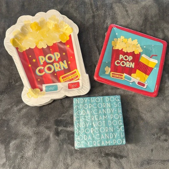 Movie Night Decorations Plates Napkins Popcorn Slumber Party Hostess Gift