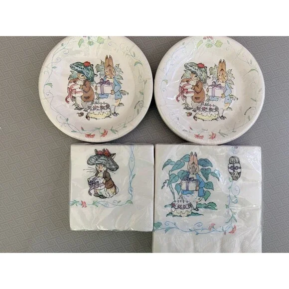 Vintage 1998 Beatrix Potter Friends Paper Plates & Napkins C.R. Gibson New Pkgs