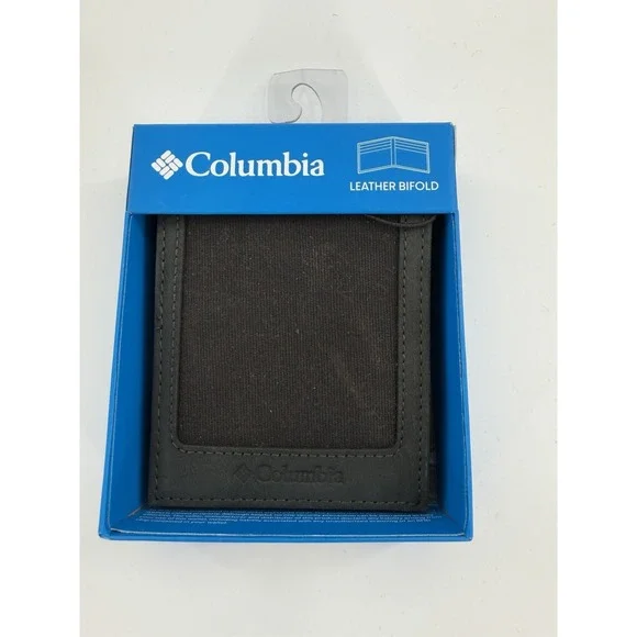 Columbia Men's Bifold‎ Genuine Leather Wallet Black NEW
