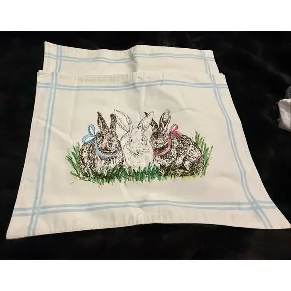 Williams Sonoma Easter Bunny Rabbit Placemat X 4 New 100% Cotton