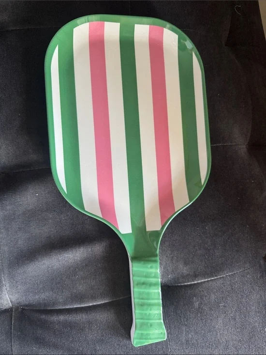 Striped Green and Pink Party Paddle Plate - Home Party Supplies