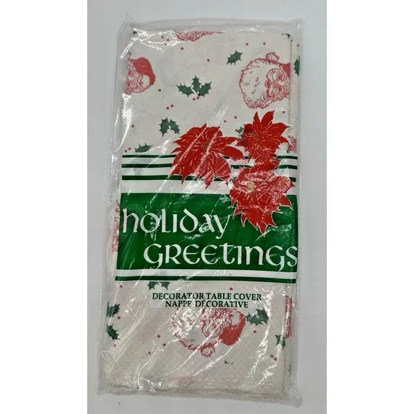 Vintage Santa Claus Holiday Christmas 2-Ply Paper Tablecloth 54