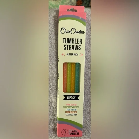 6 Glitter Tumbler Straws for 40 oz Tumblers