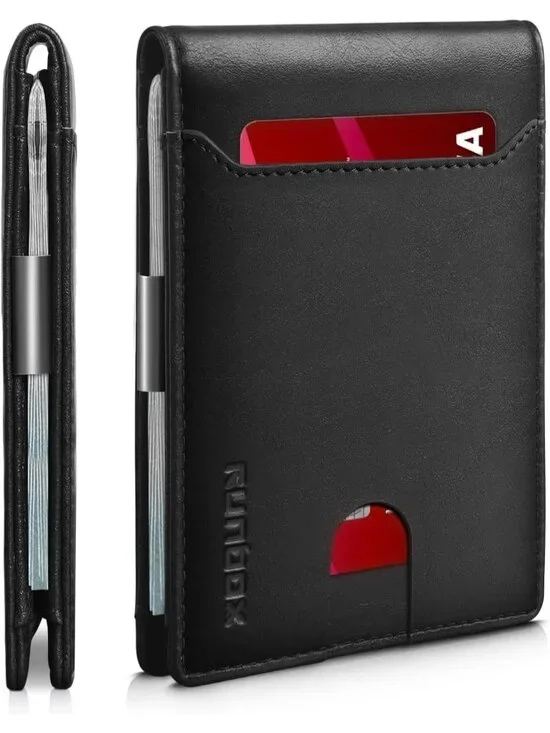〽️Man Classic Leather Money Clip RFID Blocking Pocket Bifold Credit Card Wallet