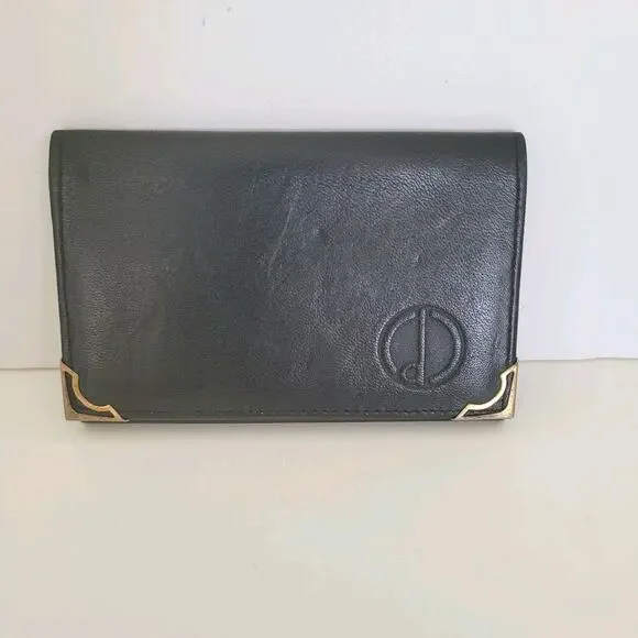 Dunhill‎ Designer Card Wallet Black Bifold Leather Folding Small Logo Vintage