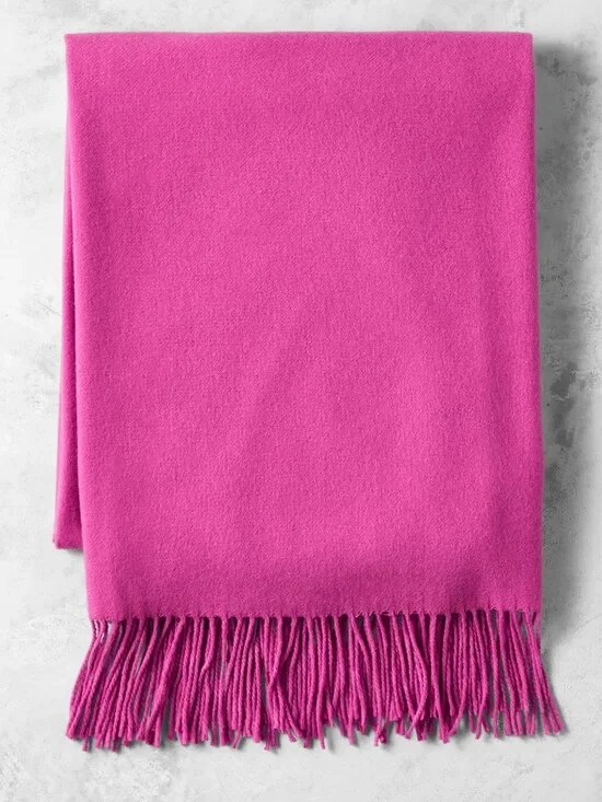 Williams Sonoma European Solid 100% Cashmere Throw Blanket Fringe 51