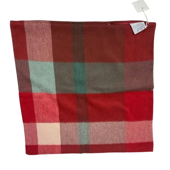 Williams Sonoma Home Wool Red Checkered Colorblock Throw Pillow Cover
