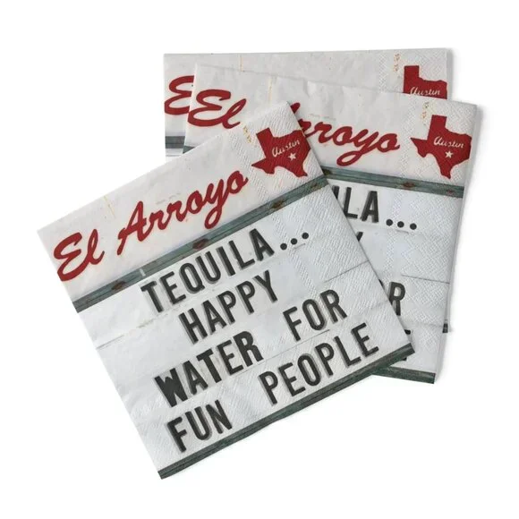 El Arroyo Paper Napkins (40) Tequila... Happy Water For Fun People Novelty New