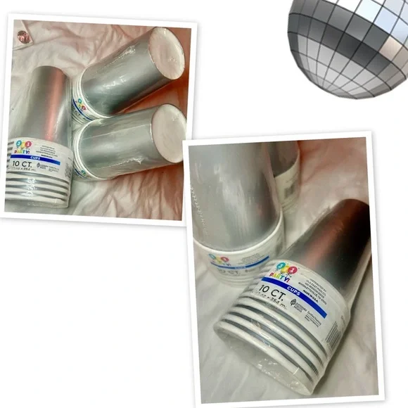 Elegant Silver and White Disposable Party Tableware Set