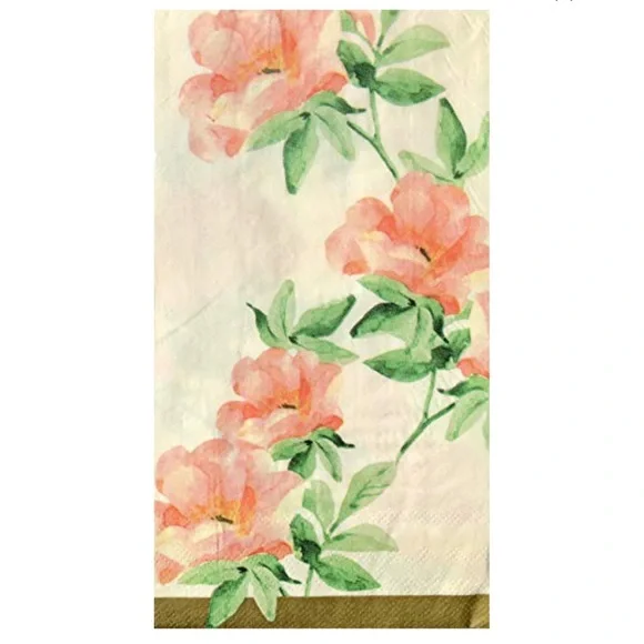BlueInk Studios Enchanted Floral Peach Guest Towel Napkins (6233), 40 ct