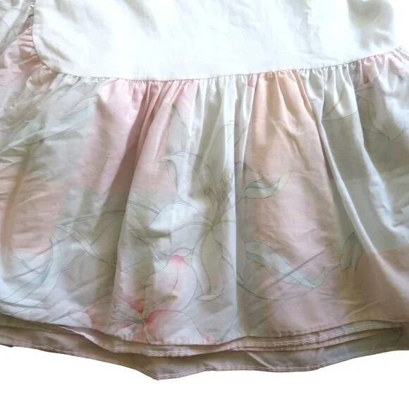 Vintage 1986 Gloria Vanderbilt Queen Bed Skirt Pastel Floral Lily 13