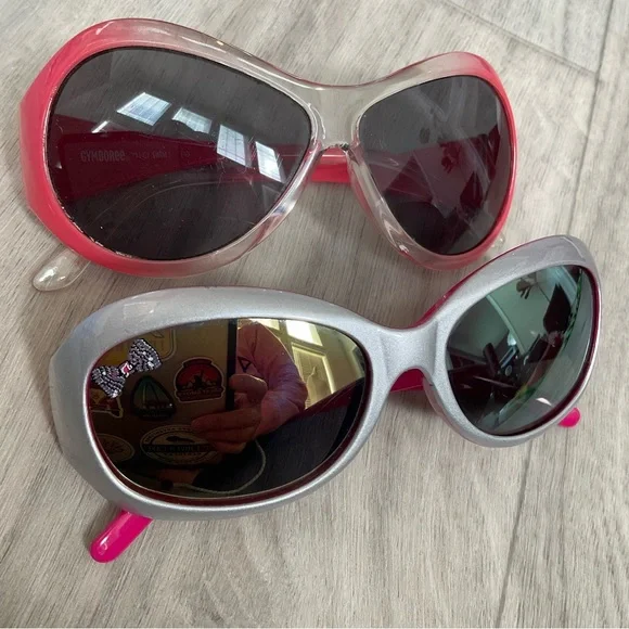 Barbie Sunglass Lot of 2 Barbie, Gymboree Toddler Girls Sunglasses Pink, Silver