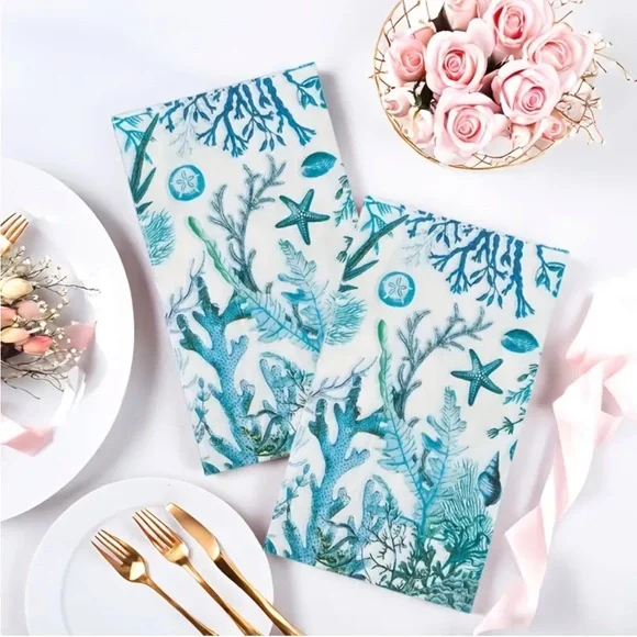 Set of 20 Ocean Themed Dinner Napkin Guest Towels for Large Party