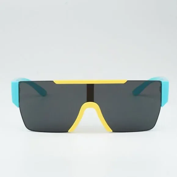 NEW Burberry JB4387 405087 KIDS Yellow Blue Dark Grey Shield Unisex Sunglasses