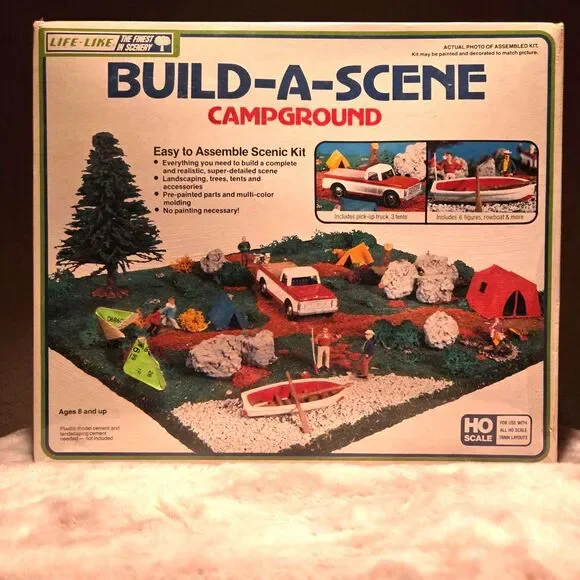 NIB Vintage Life-Like HO Scale Build-A-Scene Campground Model Kit 1374
