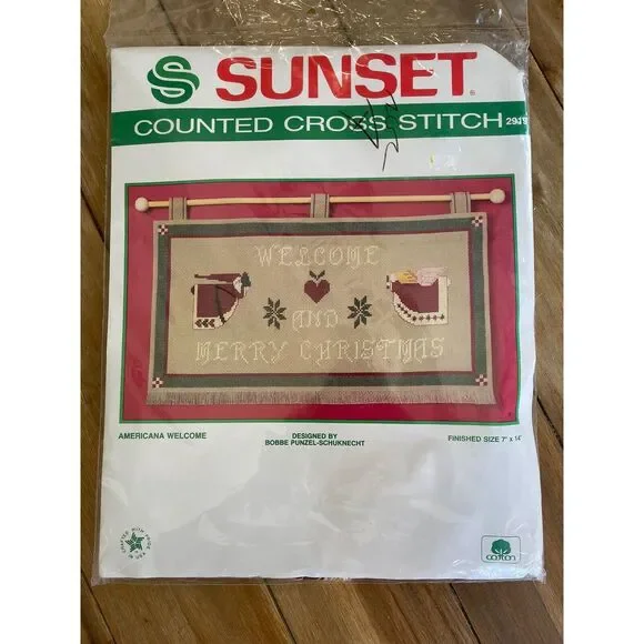 NEW SUNSET AMERICANA WELCOME MERRY CHRISTMAS CROSS STITCH‎ KIT 7