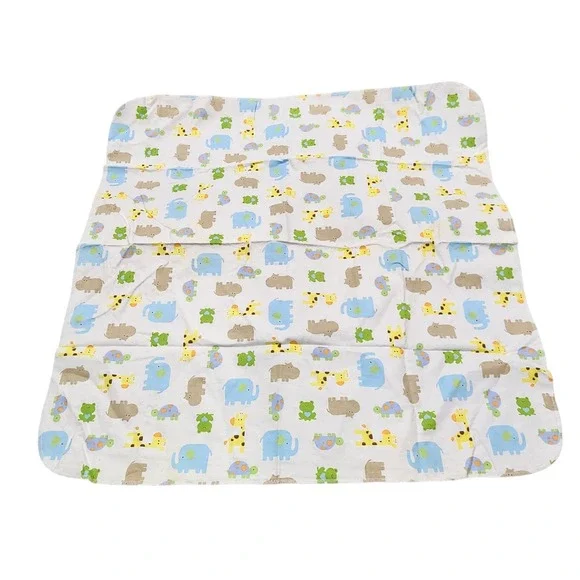 Just One Year Carter's Baby Cotton Flannel Receiving Blanket Animal Elephant Zoo