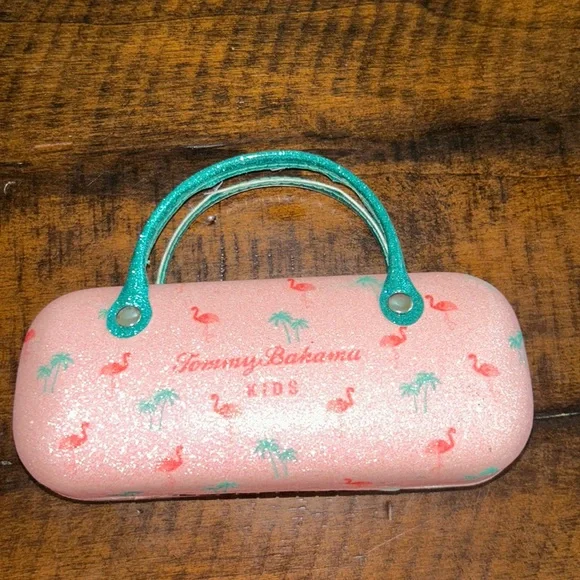 Tommy Bahama Kids Eyeglass Sunglasses Case Pink‎ Aqua Flamingos & Palm Trees