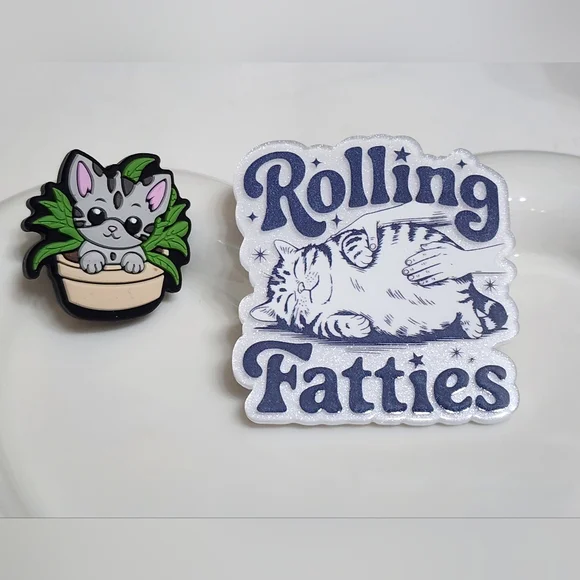 Cat Flatback Focal Bead Funny Rolling Fatties Flats Planar Badge Keychain Crafts
