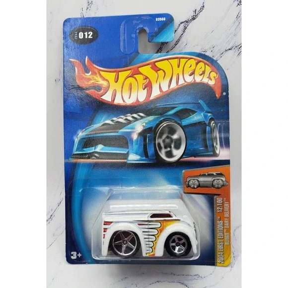 2004 Hot Wheels First Editions 12/100 Blings Dairy Delivery White W/ Red Flames