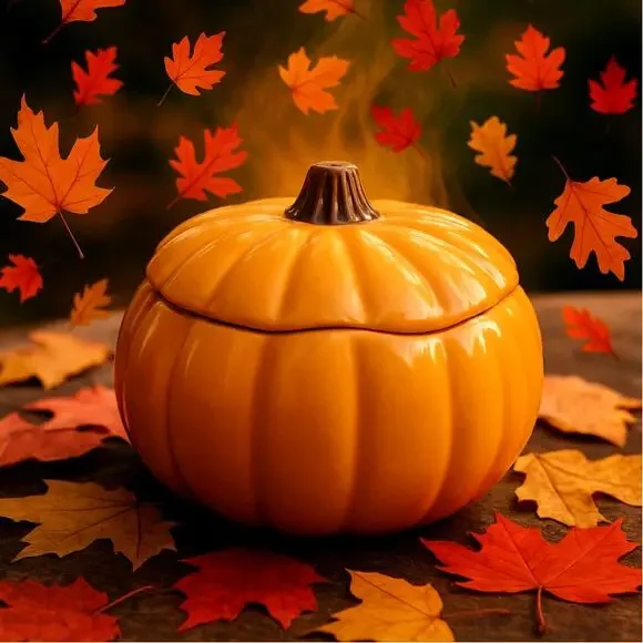 🎃 Williams Sonoma Pumpkin Lidded Bowl – Ceramic Covered Dish – Autumn Serveware