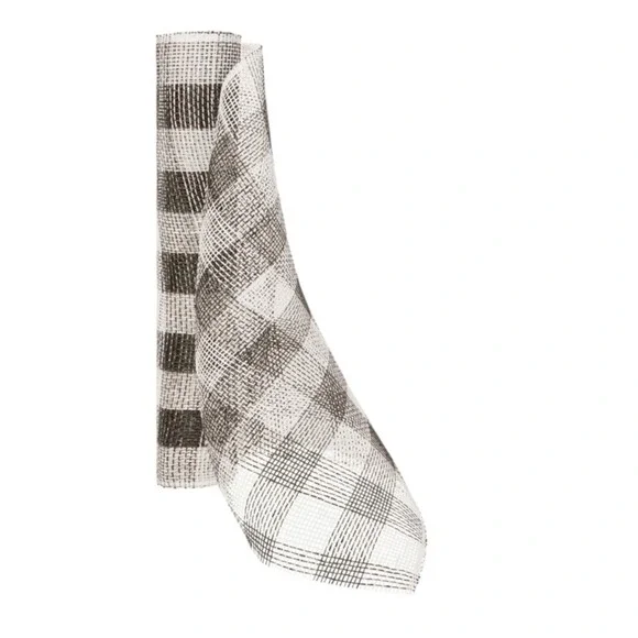 Christmas Polypro BUFFALO CHECK DECO‎ Mesh Ribbon Black And White 18x9''-NEW