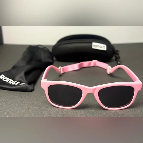 Roms Baby- Pink sunglasses with fabric pouch‎ and case, Pre- Owned
