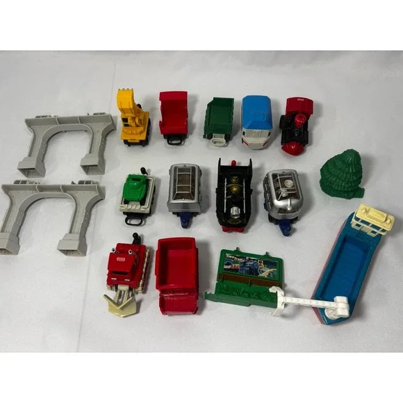Lot Of 16 GeoTrax Push Train, Construction, Snow Plow, Boat, Christmas