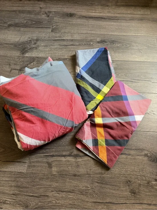 Williams Sonoma Striped Full/Queen? Plaid Duvet Cover And Pillow Cases
